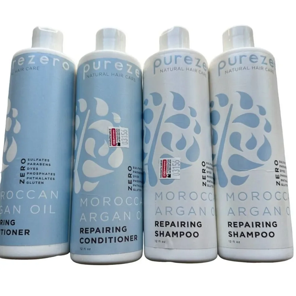 4X Purezero Moroccan Argan Oil Repairing Shampoo‎ & Conditioner 12 Fl oz each